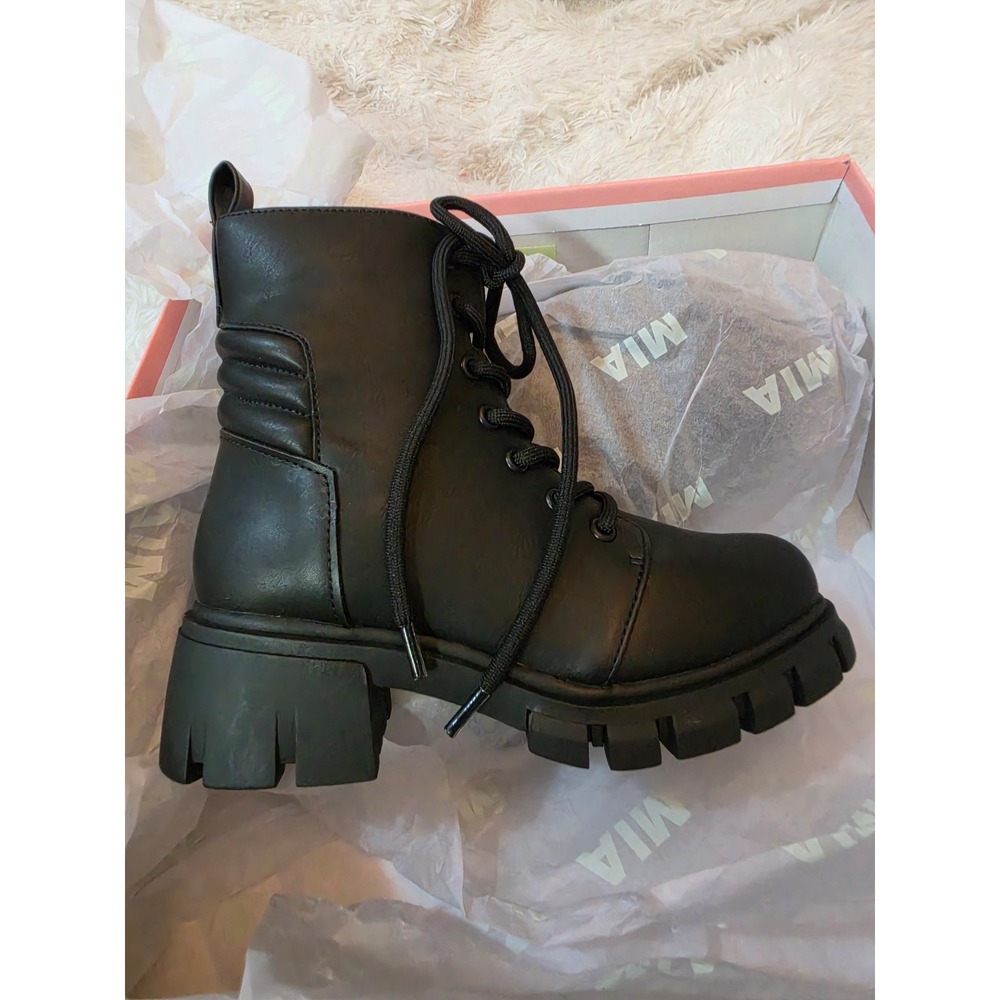 MIA Kids Little Chassidy Girls Combat Boots Black Ankle Booties Size 13 NIB